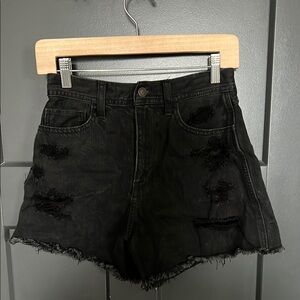 Hollister black distressed shorts
